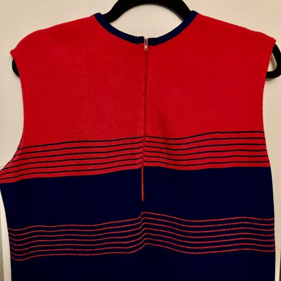 Vintage Red and Navy Sweater Dress - Picture 2 of 5